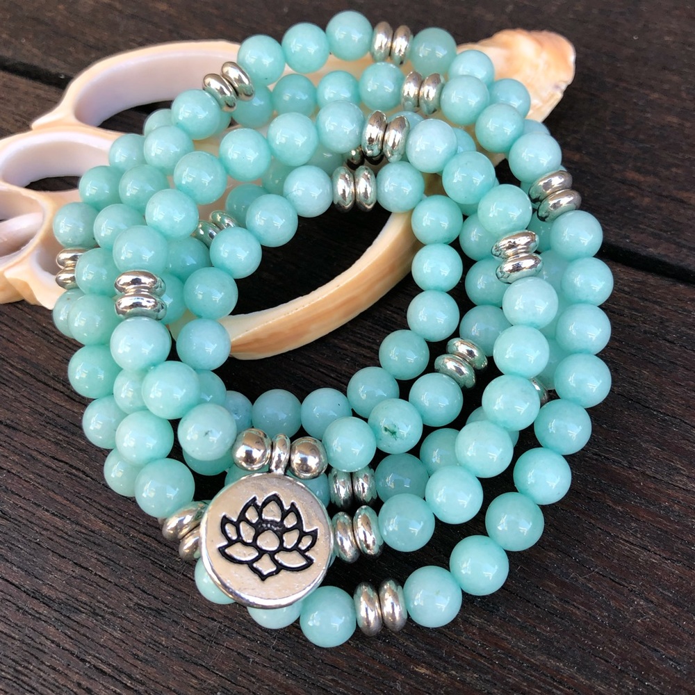 ✨SKY BLUE AMAZONITE NECKLACE/WRAP BRACELET 6mm - Picture 5 of 8